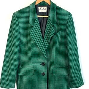 Vintage Emerald Houndstooth Blazer